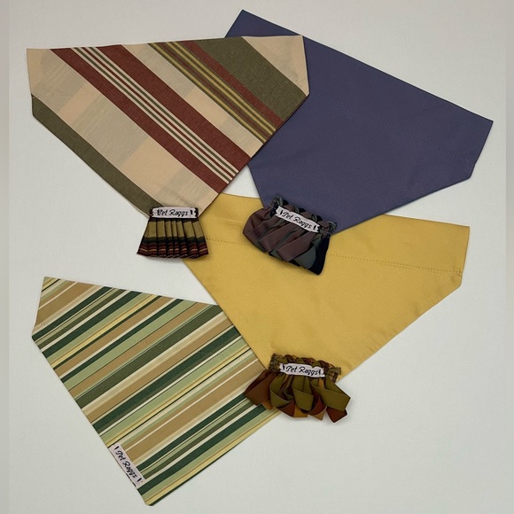 Set of 4 Designer Dog Bandana’s. Lined with 1 3/4” Casing for Collar. - Picture 1 of 3